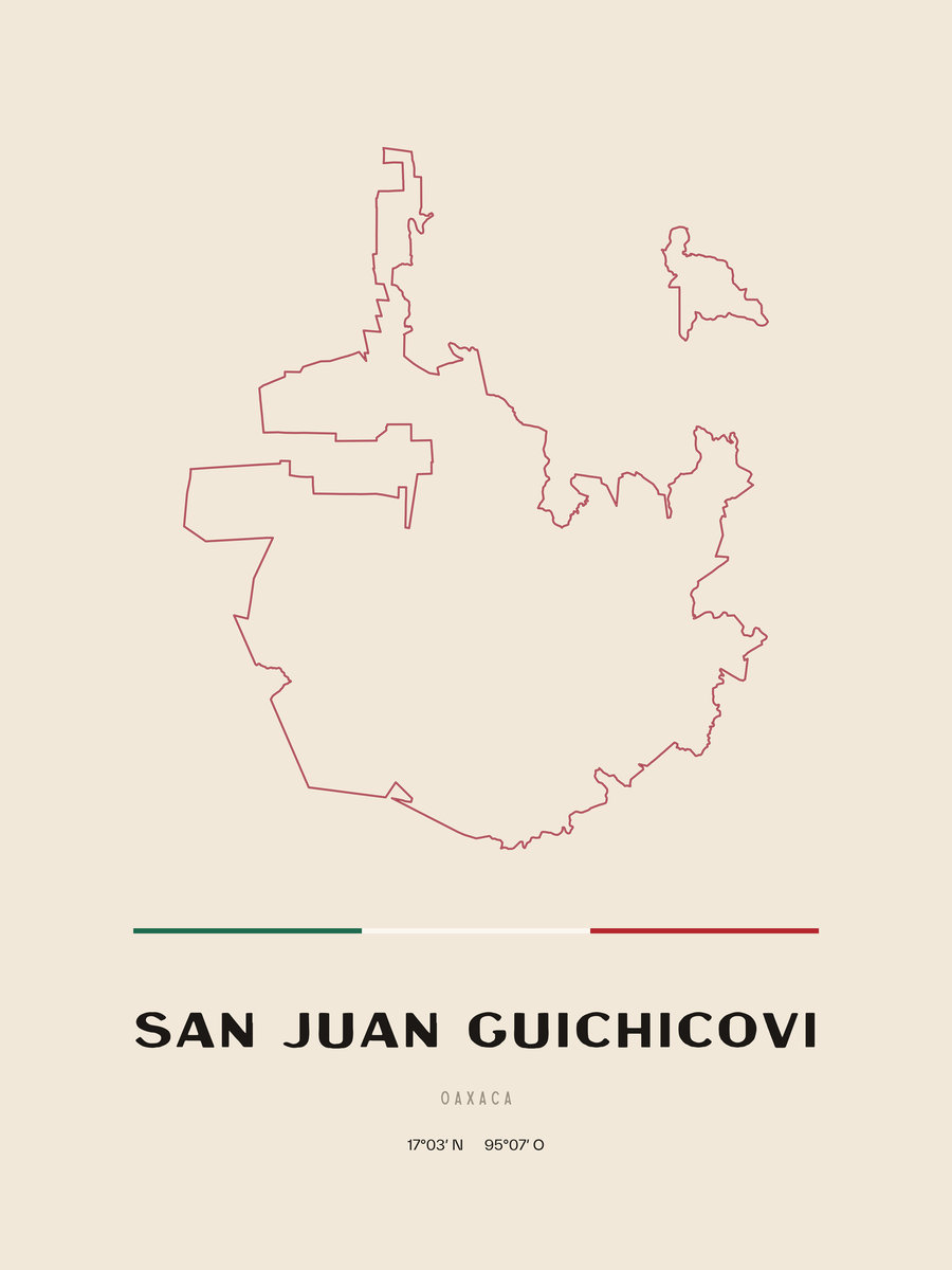Framed poster of San Juan Guichicovi, Oaxaca.