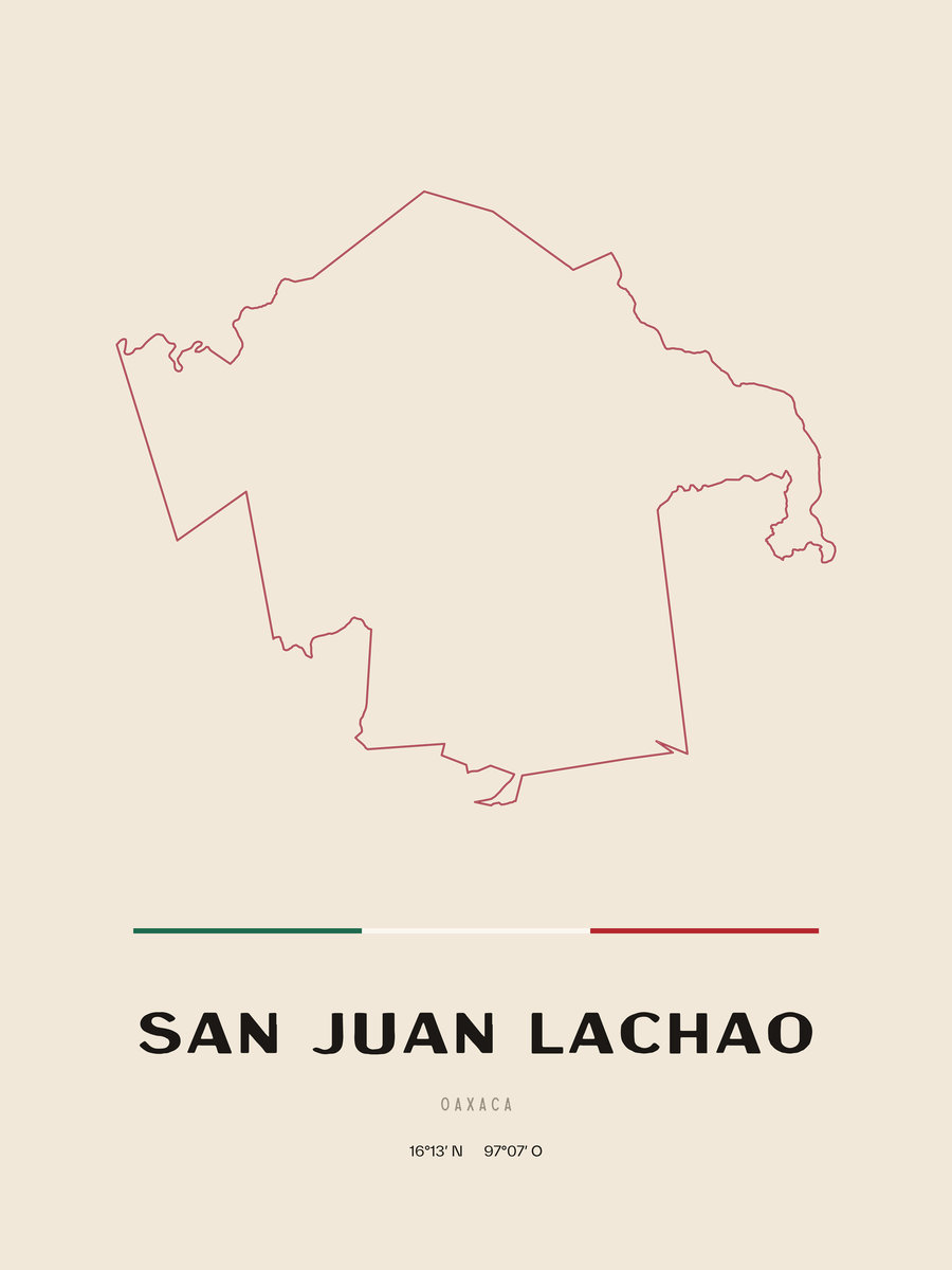 Framed poster of San Juan Lachao, Oaxaca.