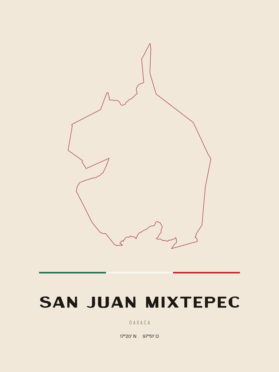 Framed poster of San Juan Mixtepec, Oaxaca.