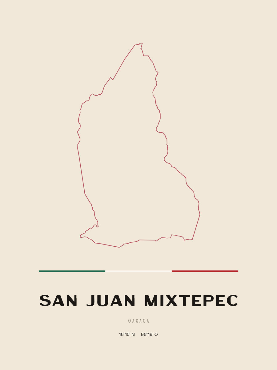 Framed poster of San Juan Mixtepec, Oaxaca.