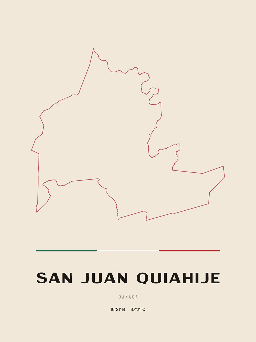 Framed poster of San Juan Quiahije, Oaxaca.
