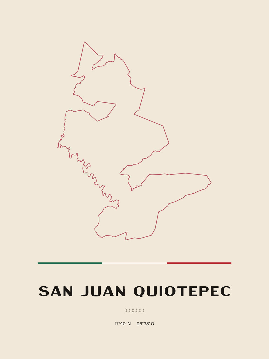 Framed poster of San Juan Quiotepec, Oaxaca.