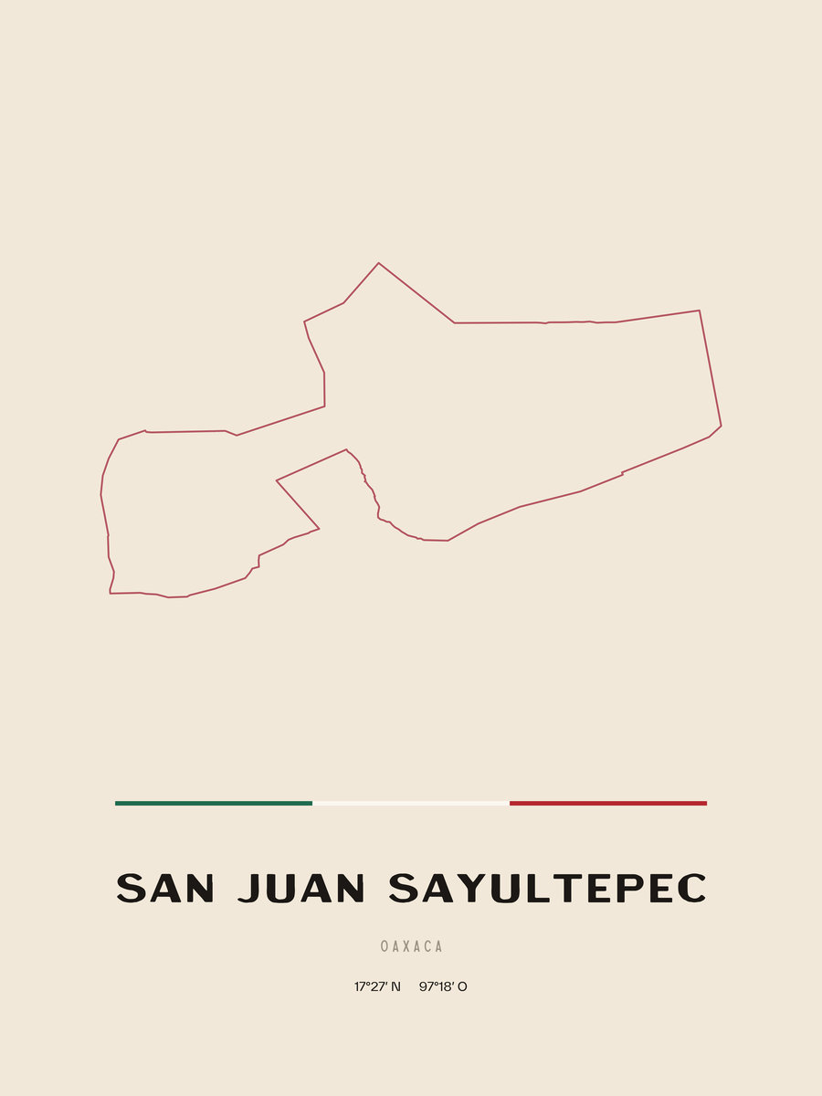 Framed poster of San Juan Sayultepec, Oaxaca.