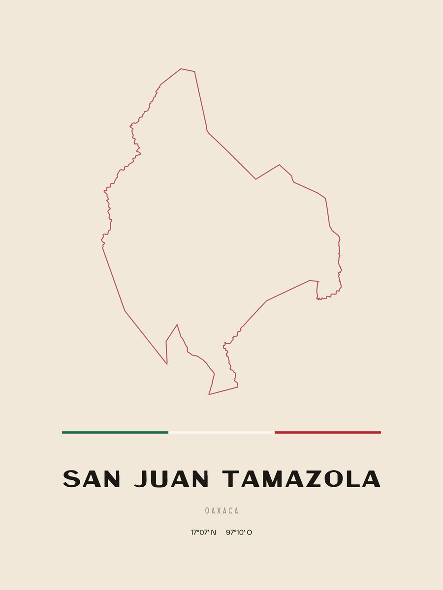 Framed poster of San Juan Tamazola, Oaxaca.