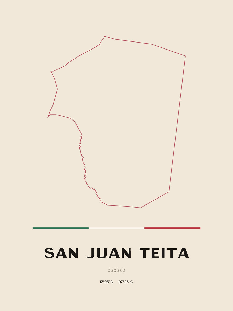 Framed poster of San Juan Teita, Oaxaca.