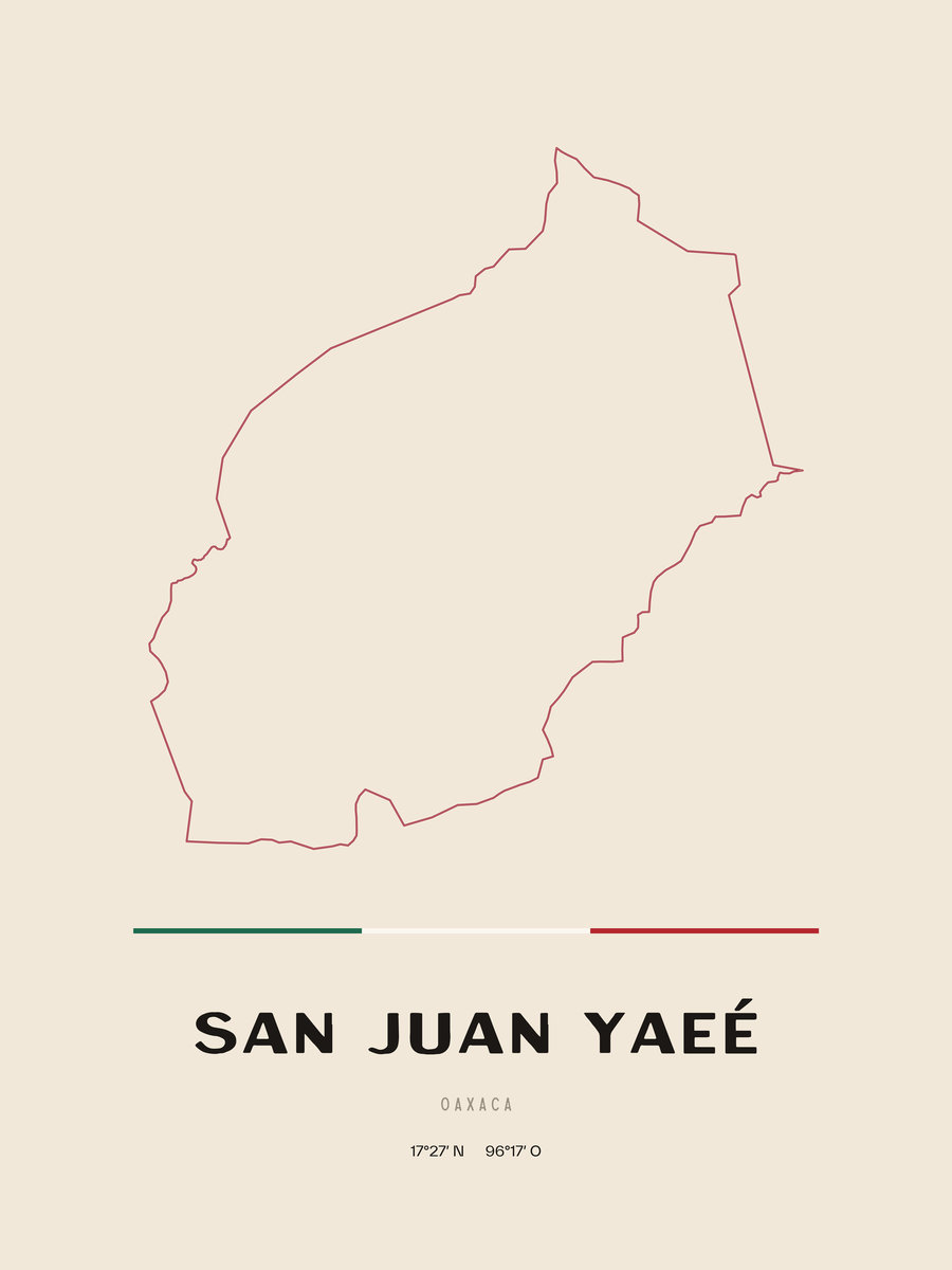 Framed poster of San Juan Yaeé, Oaxaca.