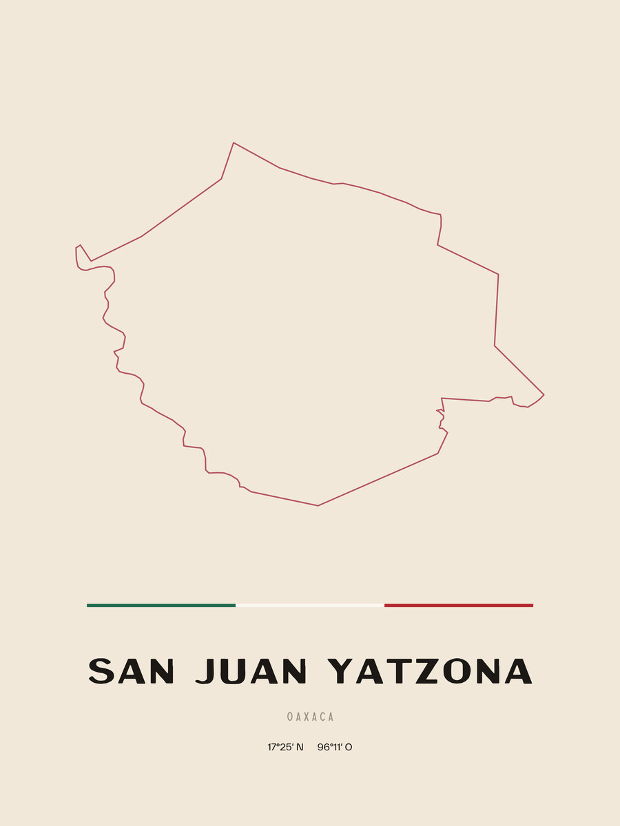 Framed poster of San Juan Yatzona, Oaxaca.