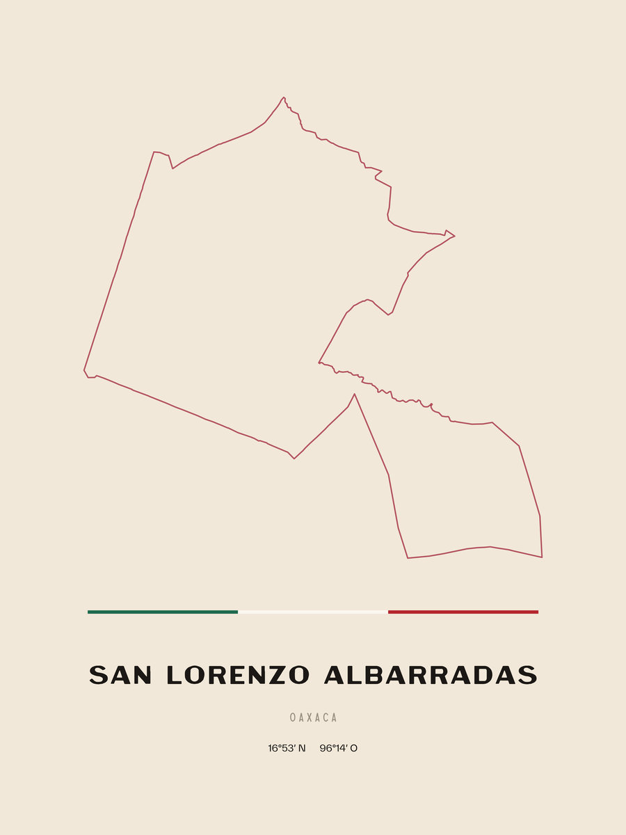 Framed poster of San Lorenzo Albarradas, Oaxaca.