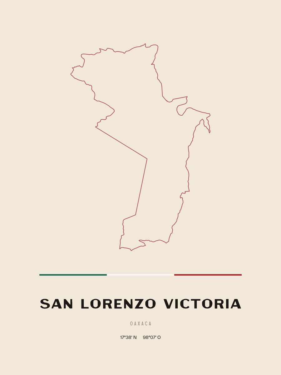 Framed poster of San Lorenzo Victoria, Oaxaca.