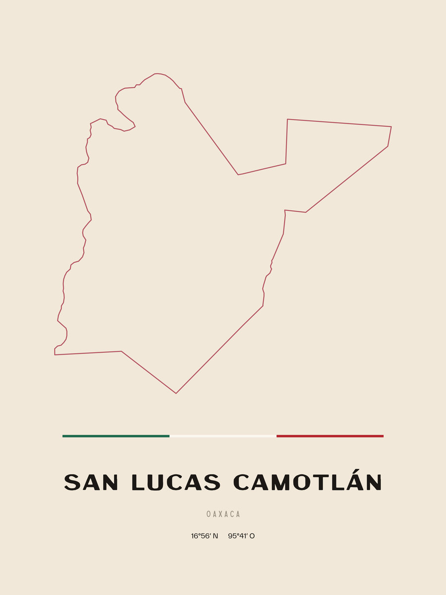 Framed poster of San Lucas Camotlán, Oaxaca.