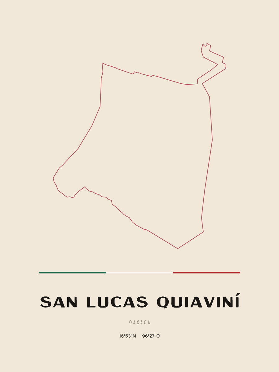 Framed poster of San Lucas Quiaviní, Oaxaca.