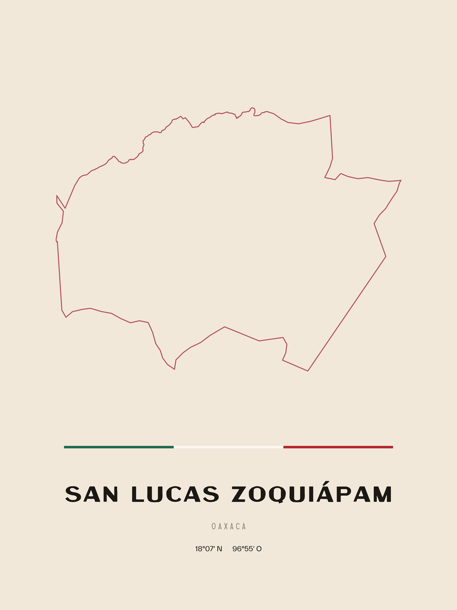 Framed poster of San Lucas Zoquiápam, Oaxaca.