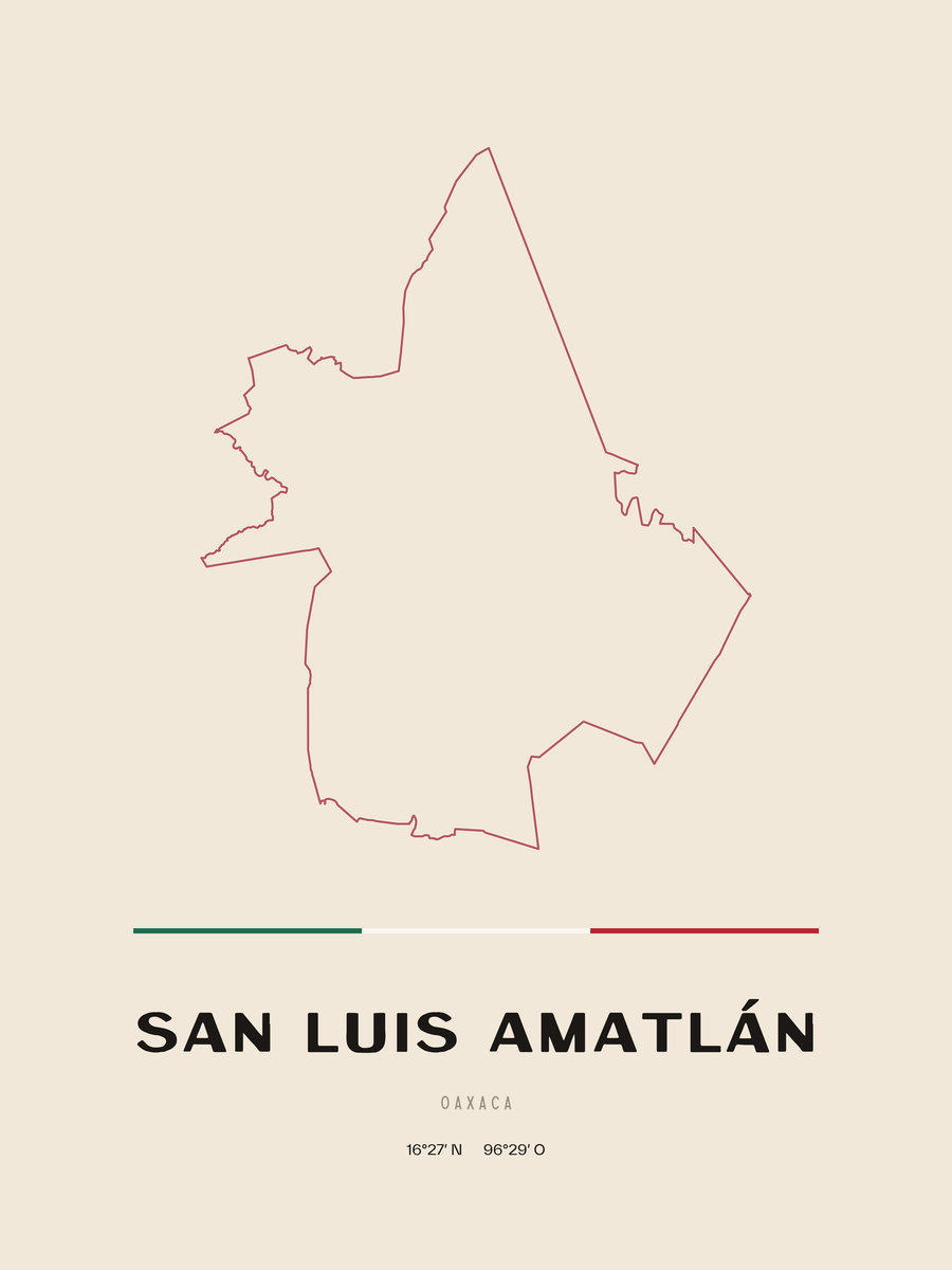 Framed poster of San Luis Amatlán, Oaxaca.