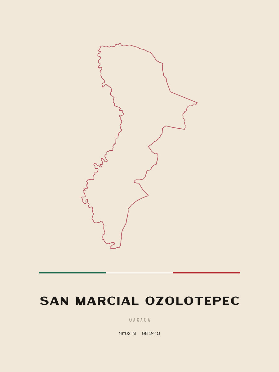Framed poster of San Marcial Ozolotepec, Oaxaca.