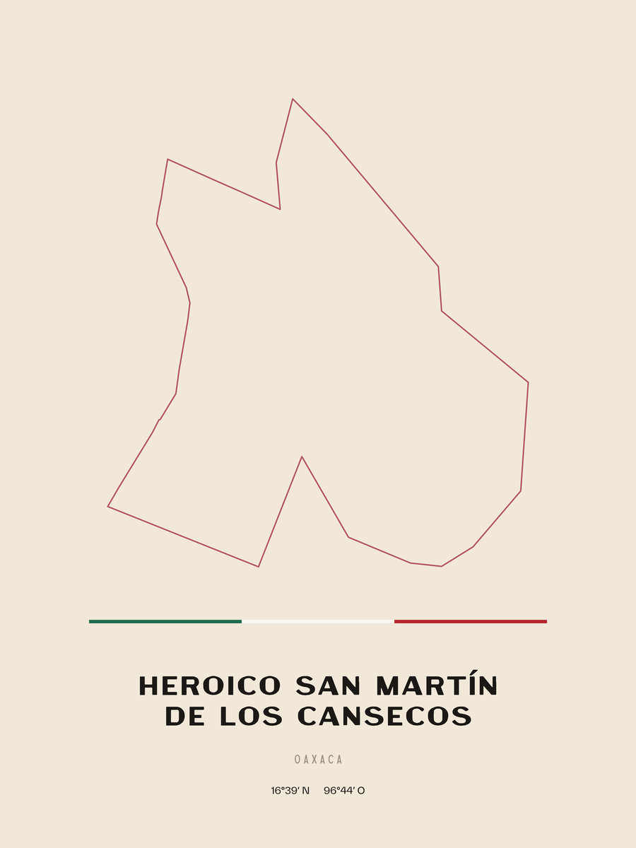 Framed poster of Heroico San Martín de los Cansecos, Oaxaca.