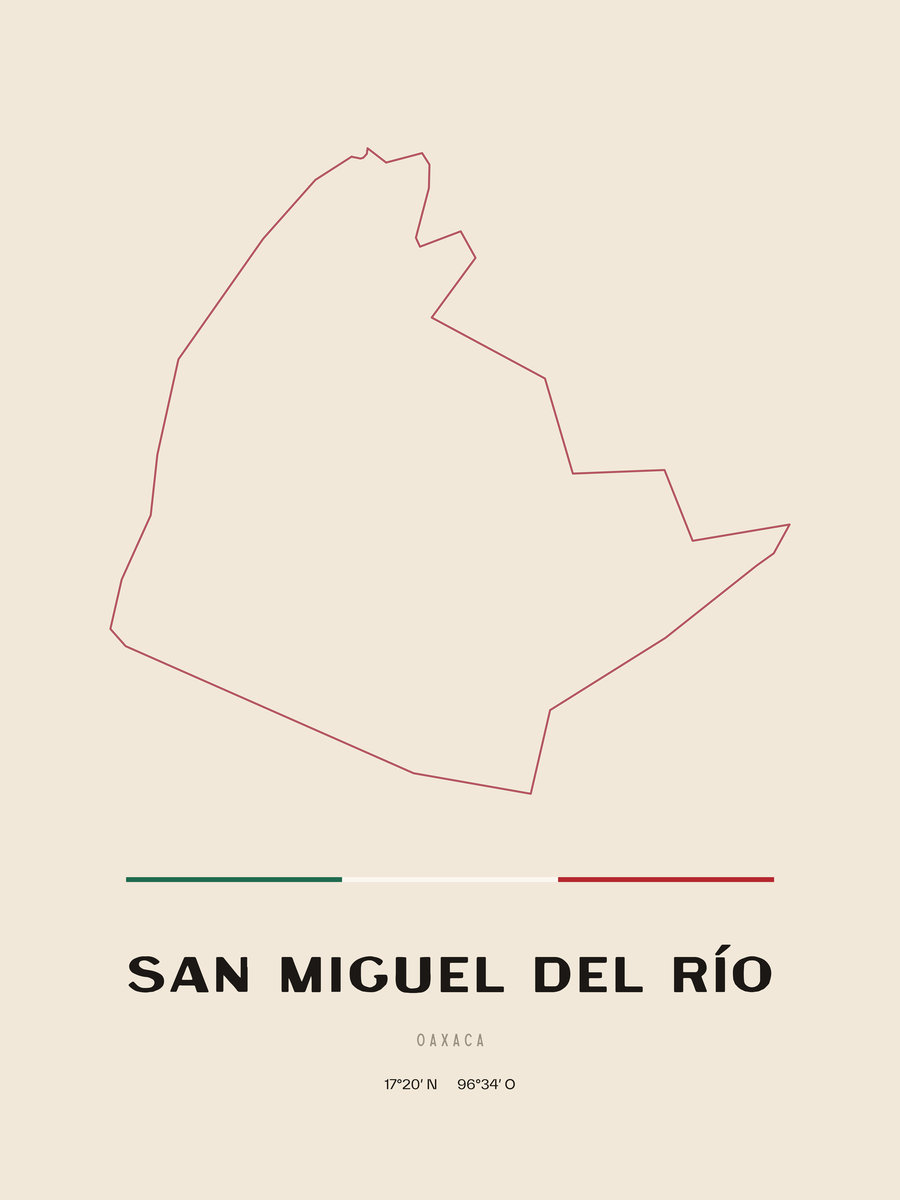 Framed poster of San Miguel del Río, Oaxaca.
