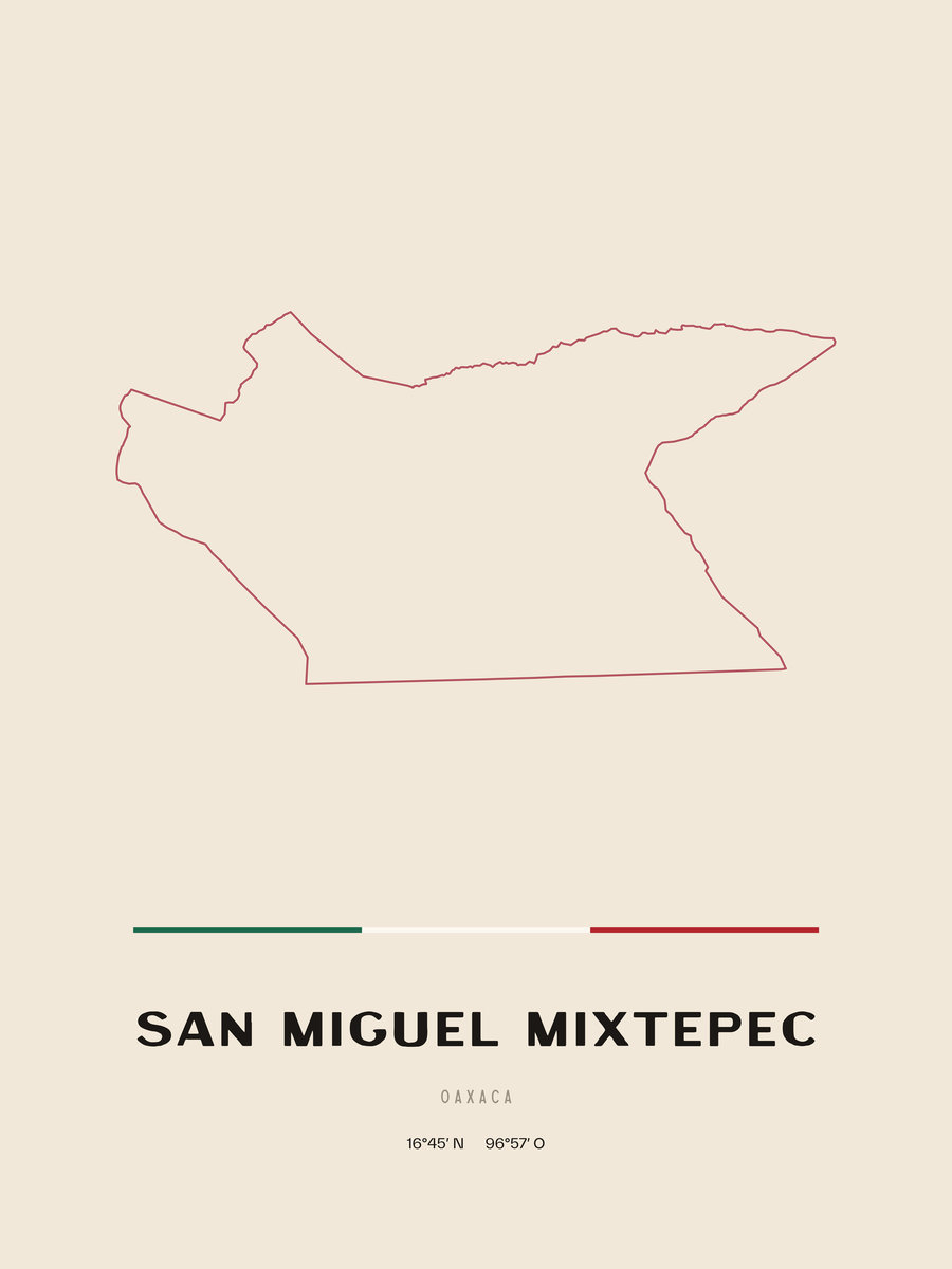 Framed poster of San Miguel Mixtepec, Oaxaca.