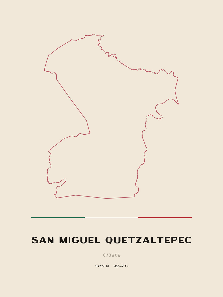 Framed poster of San Miguel Quetzaltepec, Oaxaca.
