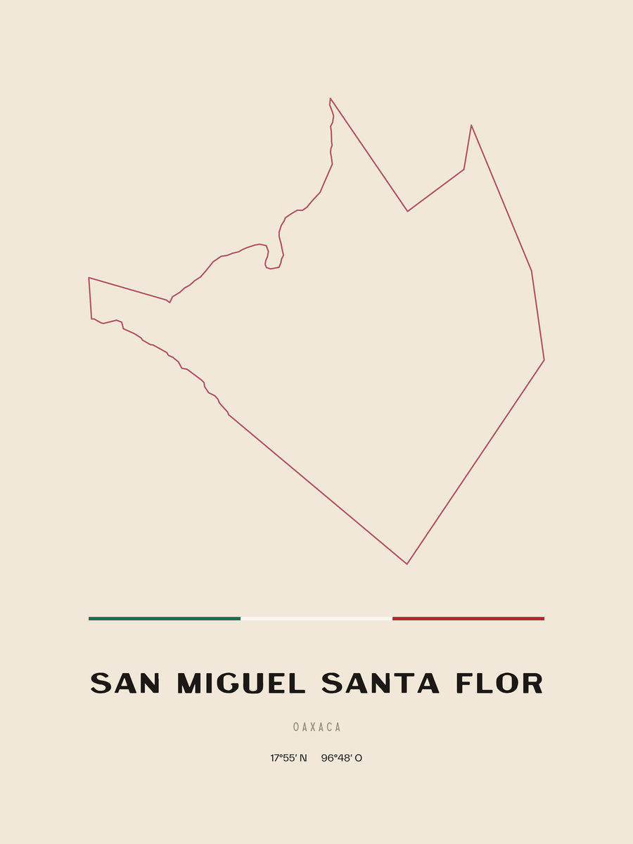 Framed poster of San Miguel Santa Flor, Oaxaca.