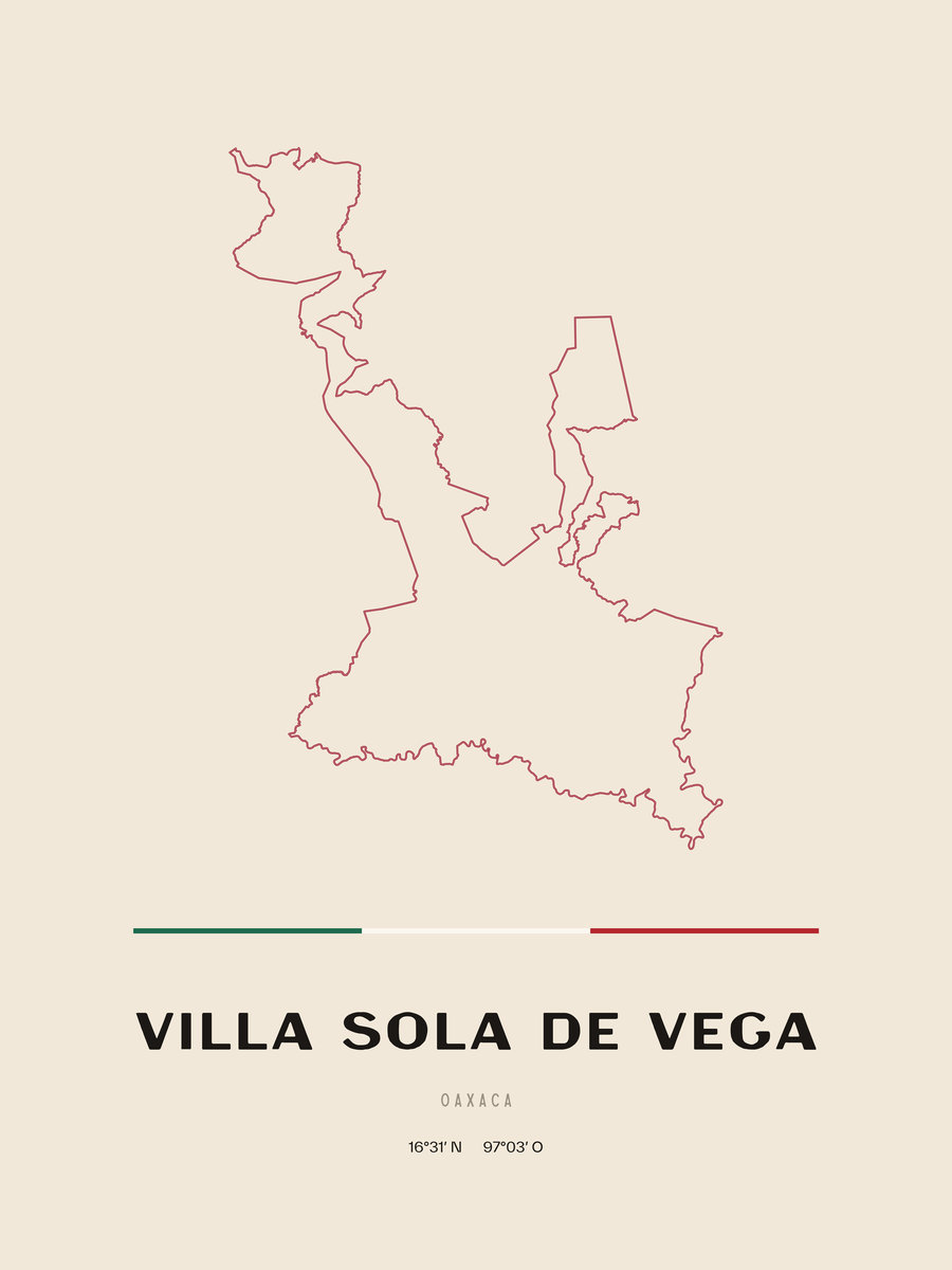 Framed poster of Villa Sola de Vega, Oaxaca.