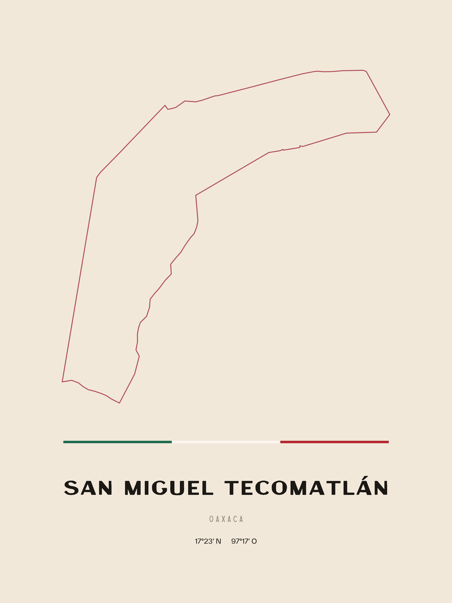 Framed poster of San Miguel Tecomatlán, Oaxaca.