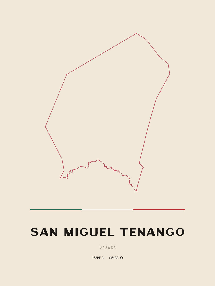 Framed poster of San Miguel Tenango, Oaxaca.