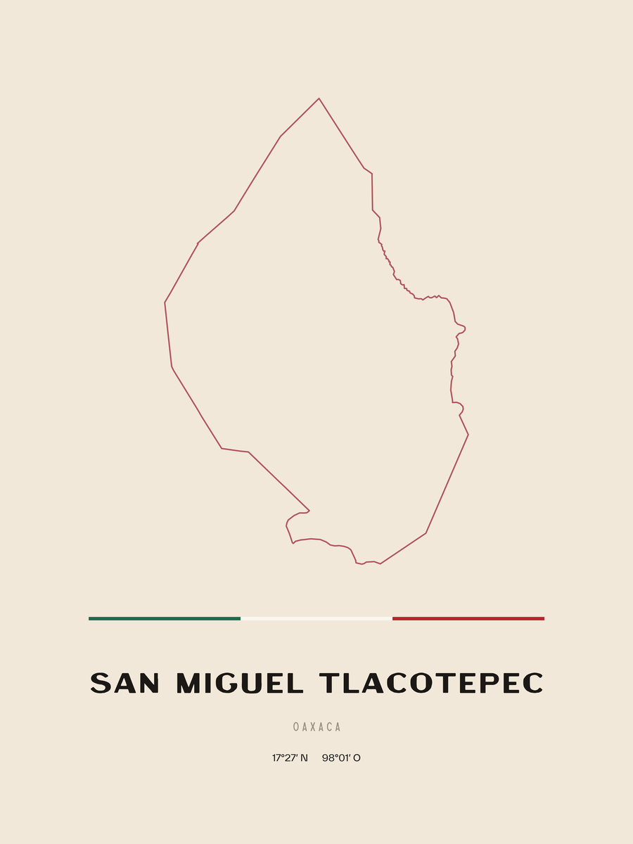 Framed poster of San Miguel Tlacotepec, Oaxaca.