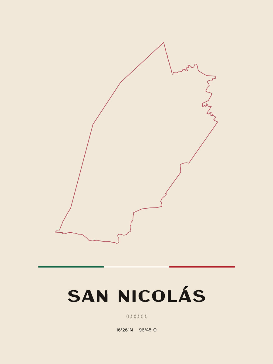 Framed poster of San Nicolás, Oaxaca.