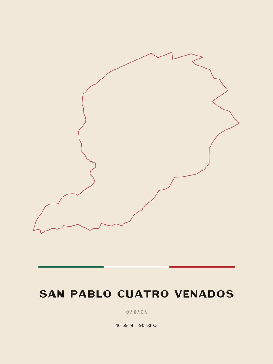 Framed poster of San Pablo Cuatro Venados, Oaxaca.