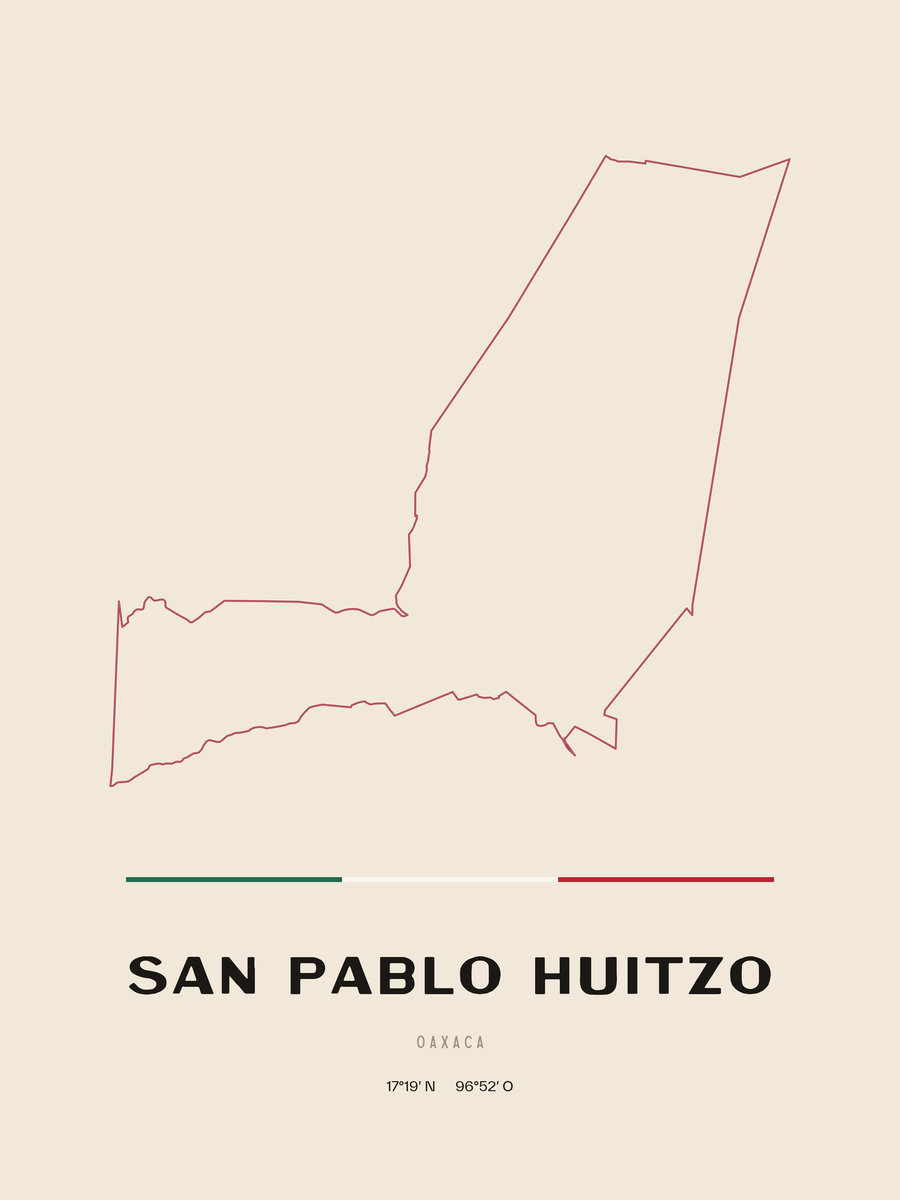 Framed poster of San Pablo Huitzo, Oaxaca.