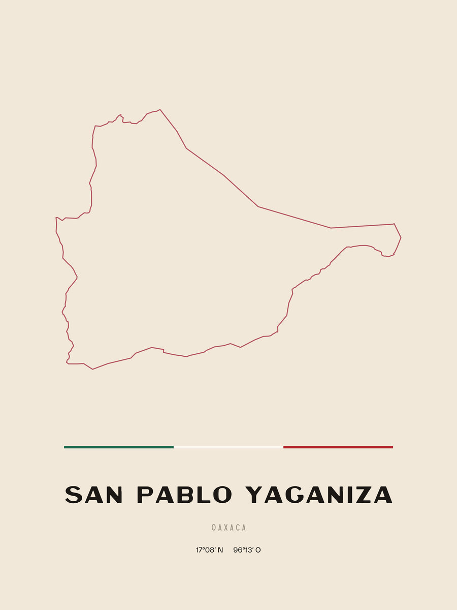 Framed poster of San Pablo Yaganiza, Oaxaca.