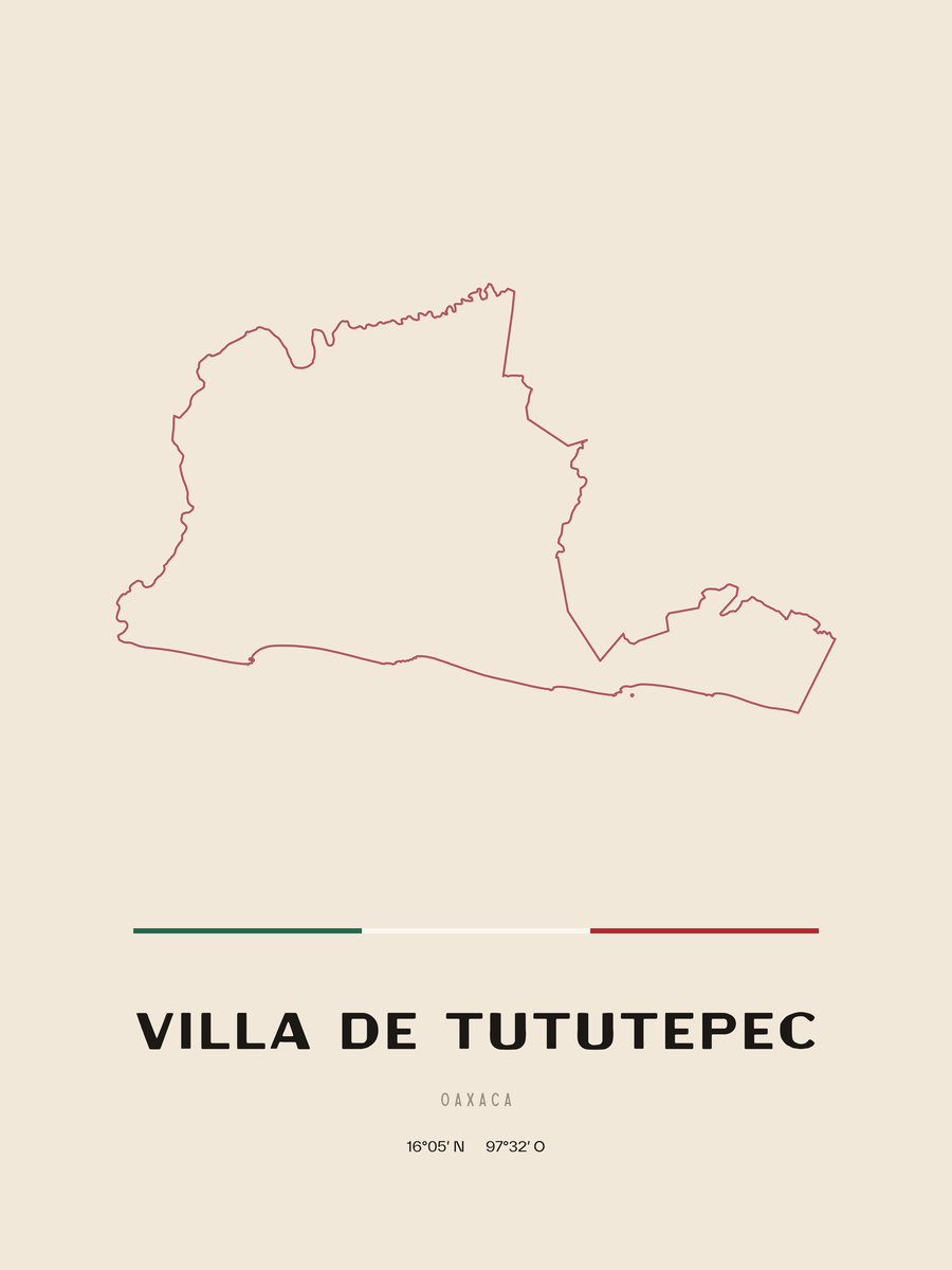 Framed poster of Villa de Tututepec, Oaxaca.