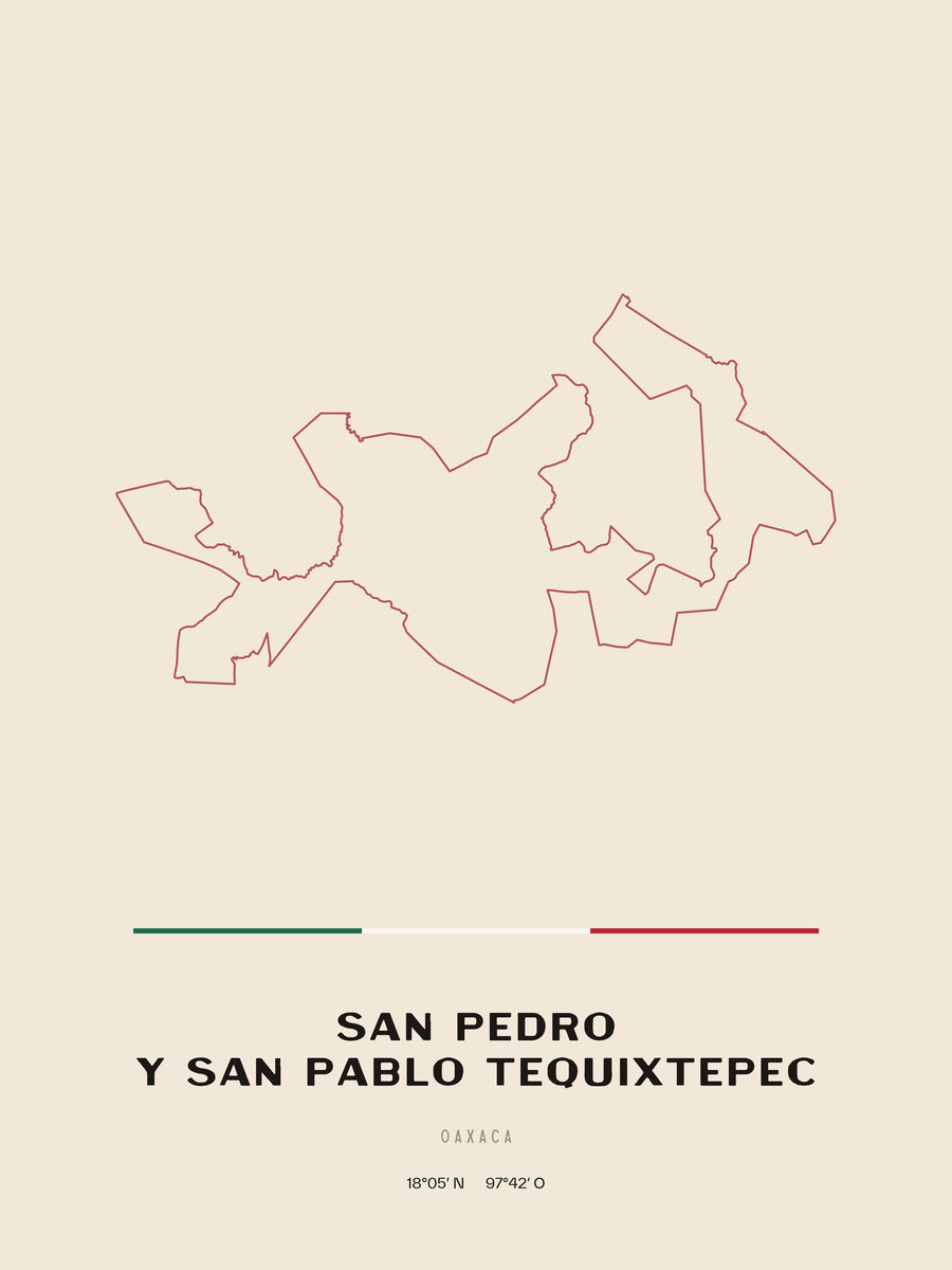 Framed poster of San Pedro y San Pablo Tequixtepec, Oaxaca.