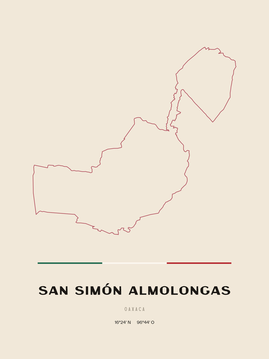 Framed poster of San Simón Almolongas, Oaxaca.