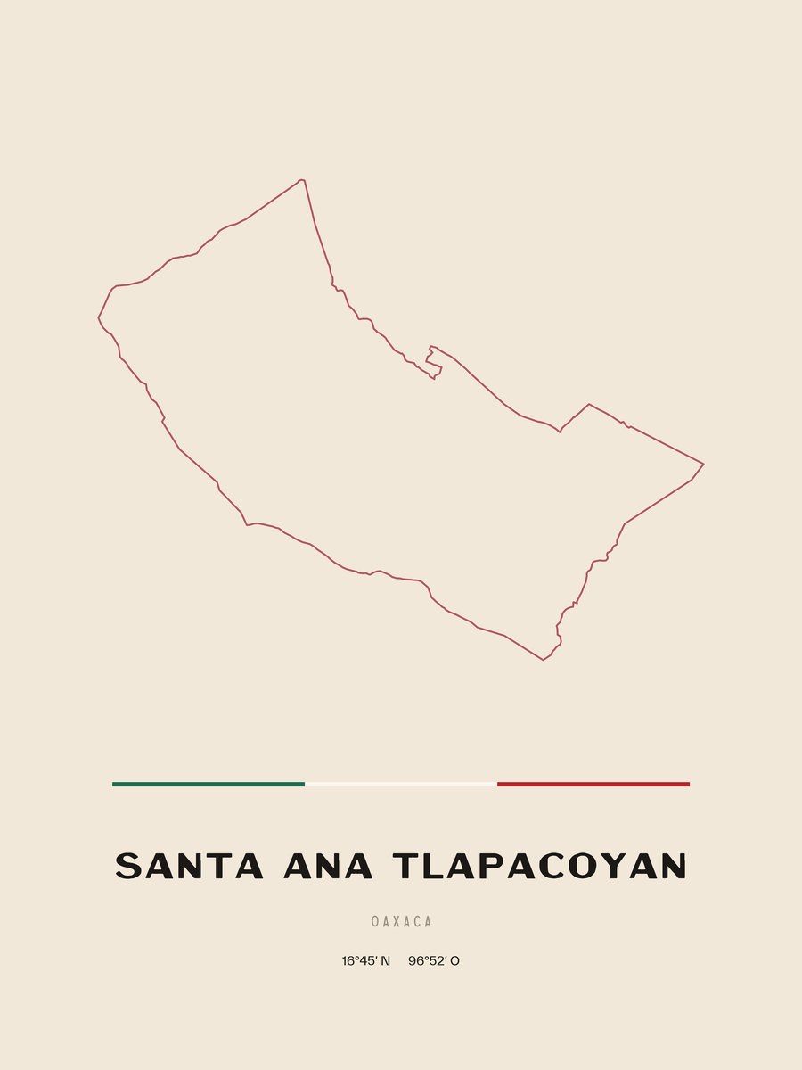 Framed poster of Santa Ana Tlapacoyan, Oaxaca.