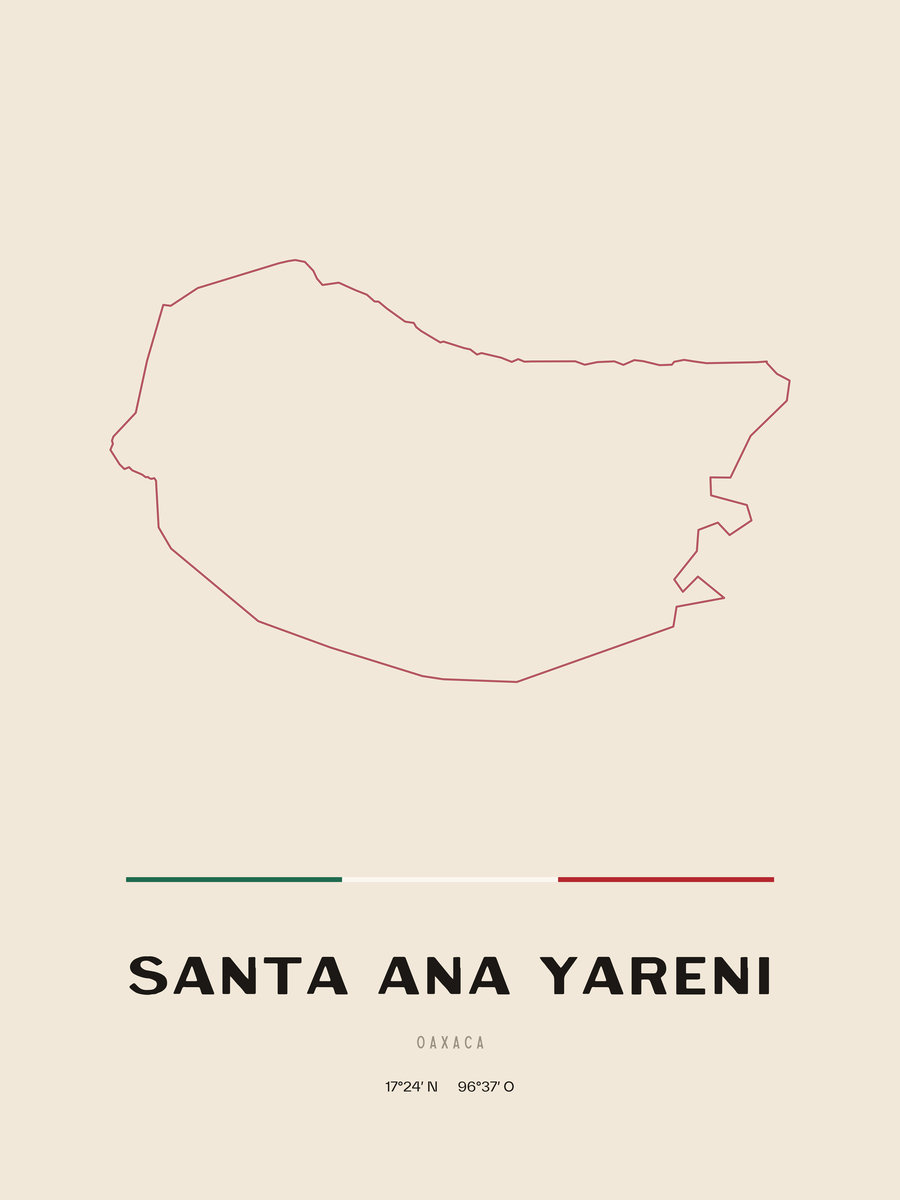 Framed poster of Santa Ana Yareni, Oaxaca.