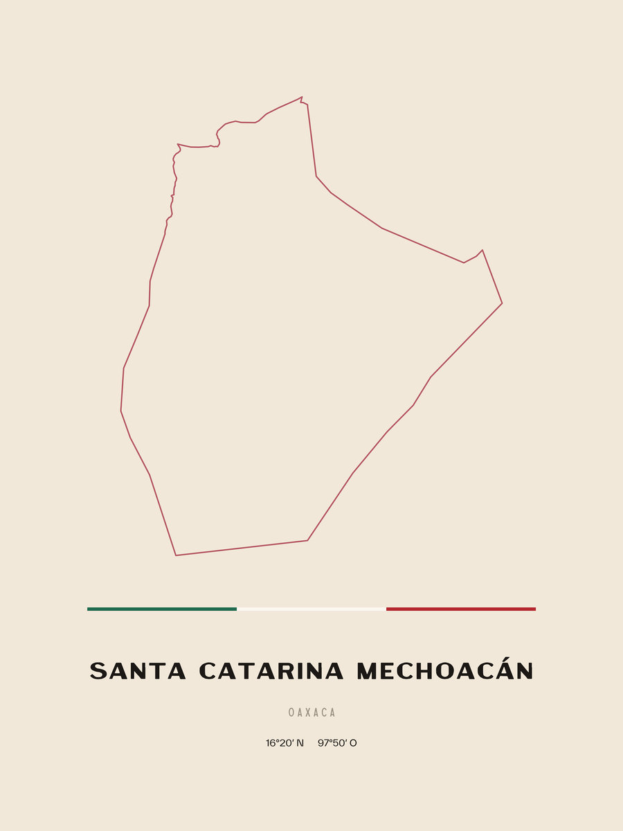 Framed poster of Santa Catarina Mechoacán, Oaxaca.