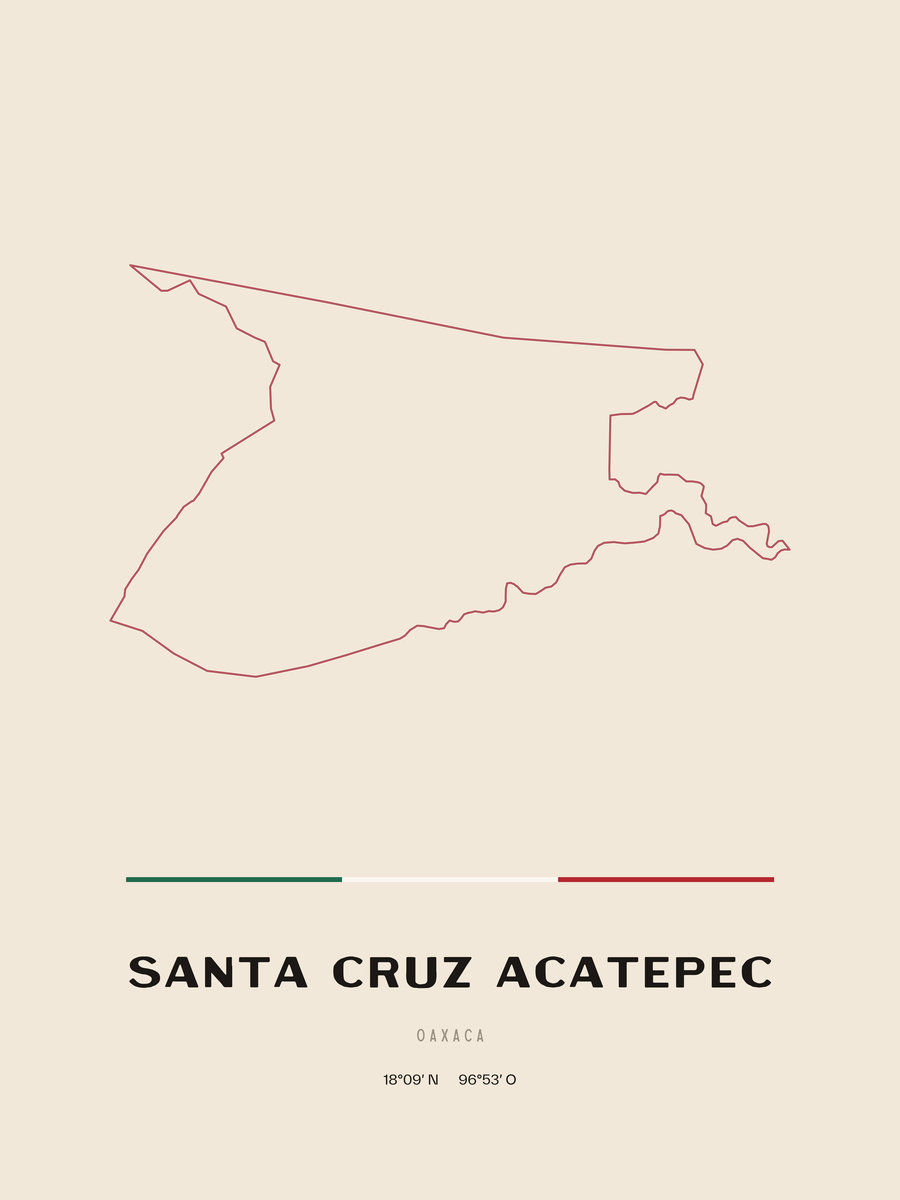 Framed poster of Santa Cruz Acatepec, Oaxaca.