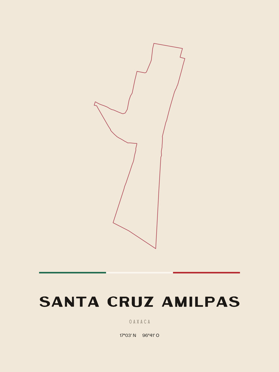 Framed poster of Santa Cruz Amilpas, Oaxaca.
