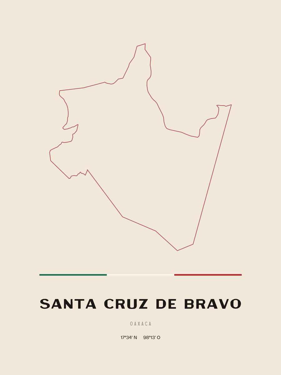 Framed poster of Santa Cruz de Bravo, Oaxaca.