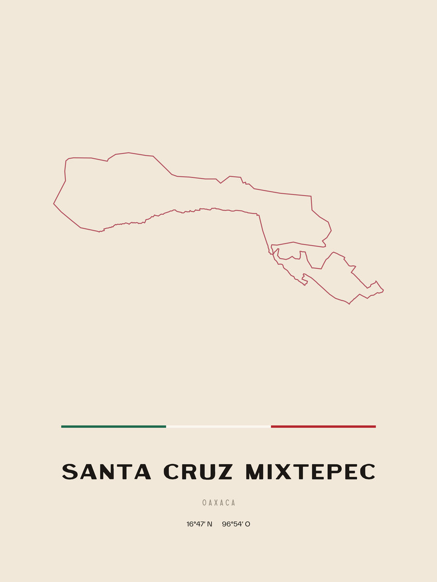 Framed poster of Santa Cruz Mixtepec, Oaxaca.