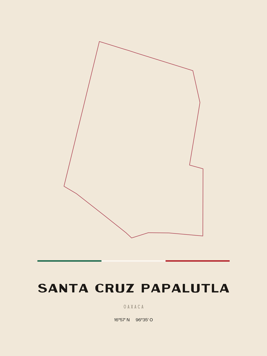 Framed poster of Santa Cruz Papalutla, Oaxaca.