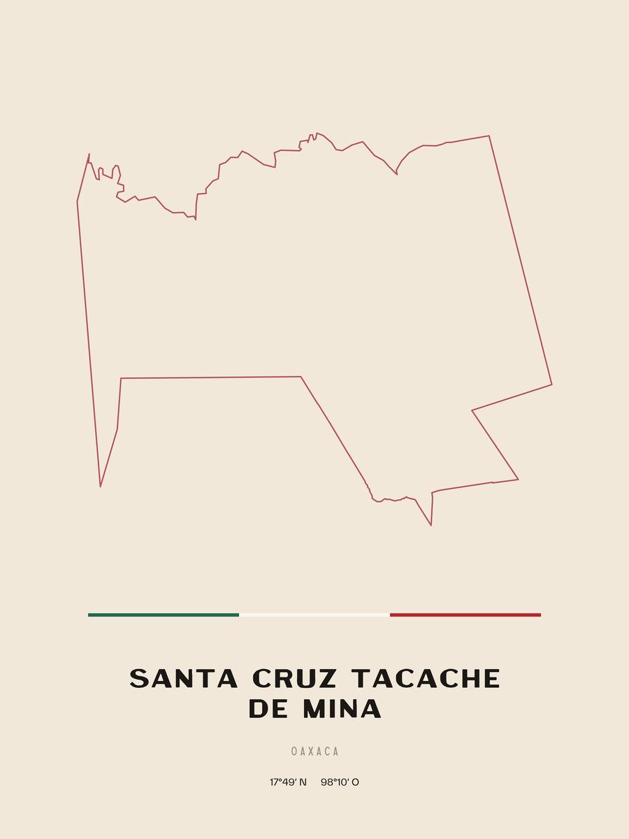 Framed poster of Santa Cruz Tacache de Mina, Oaxaca.