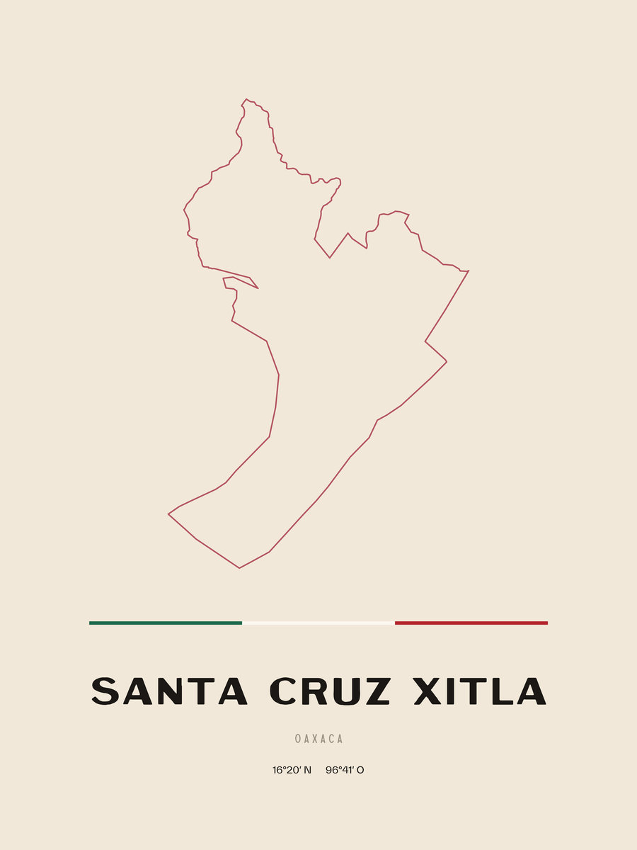 Framed poster of Santa Cruz Xitla, Oaxaca.