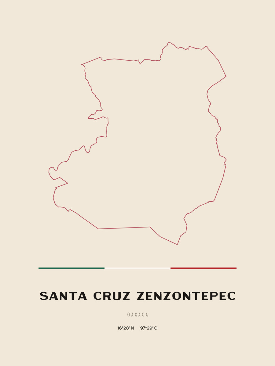 Framed poster of Santa Cruz Zenzontepec, Oaxaca.