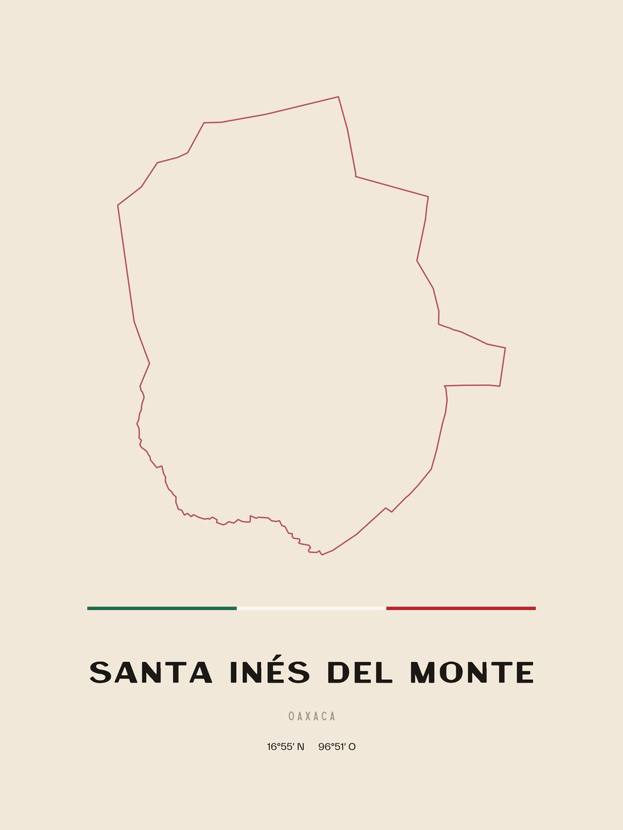 Framed poster of Santa Inés del Monte, Oaxaca.