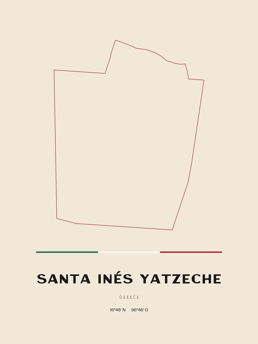 Framed poster of Santa Inés Yatzeche, Oaxaca.