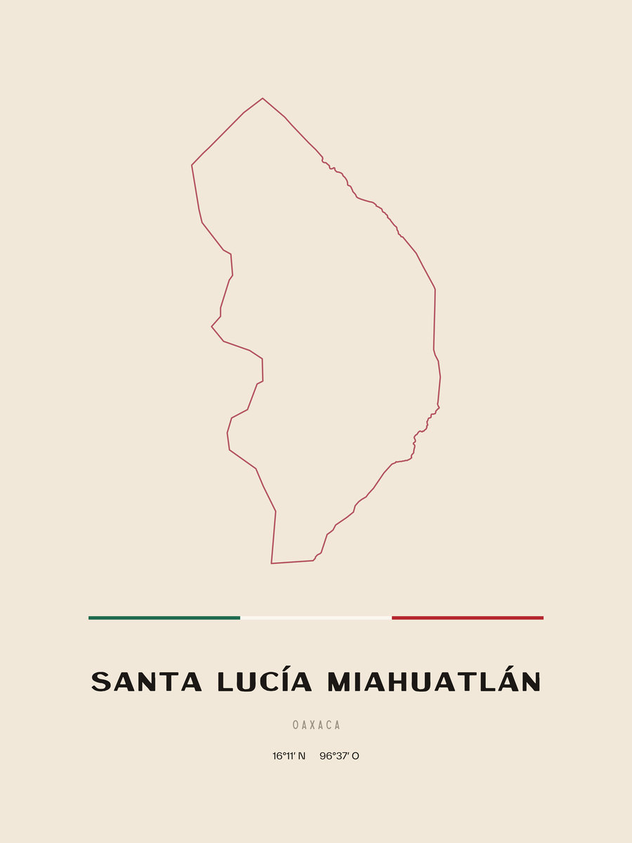 Framed poster of Santa Lucía Miahuatlán, Oaxaca.