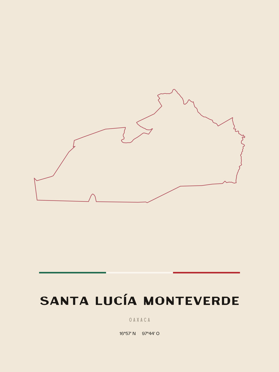 Framed poster of Santa Lucía Monteverde, Oaxaca.