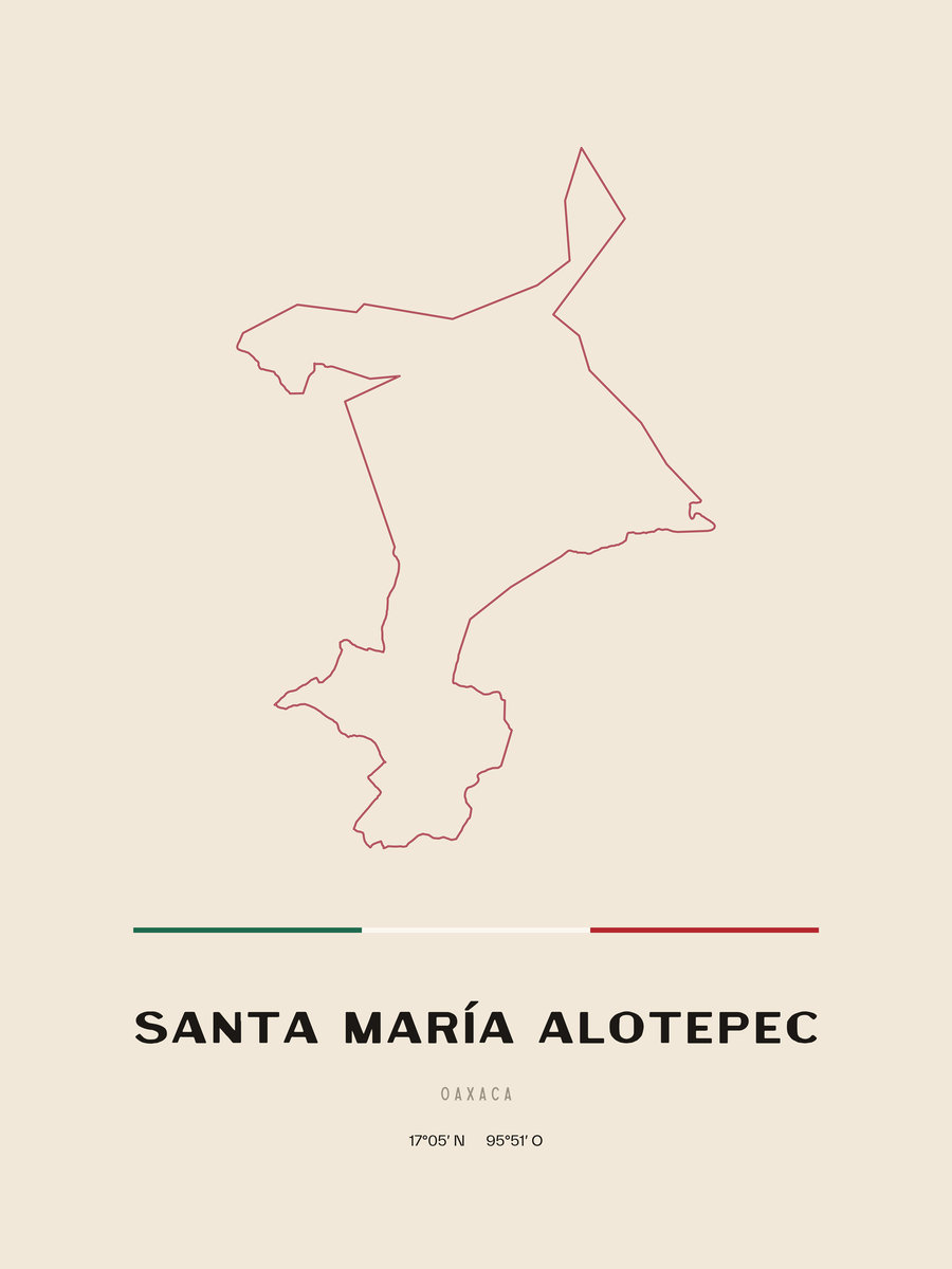Framed poster of Santa María Alotepec, Oaxaca.
